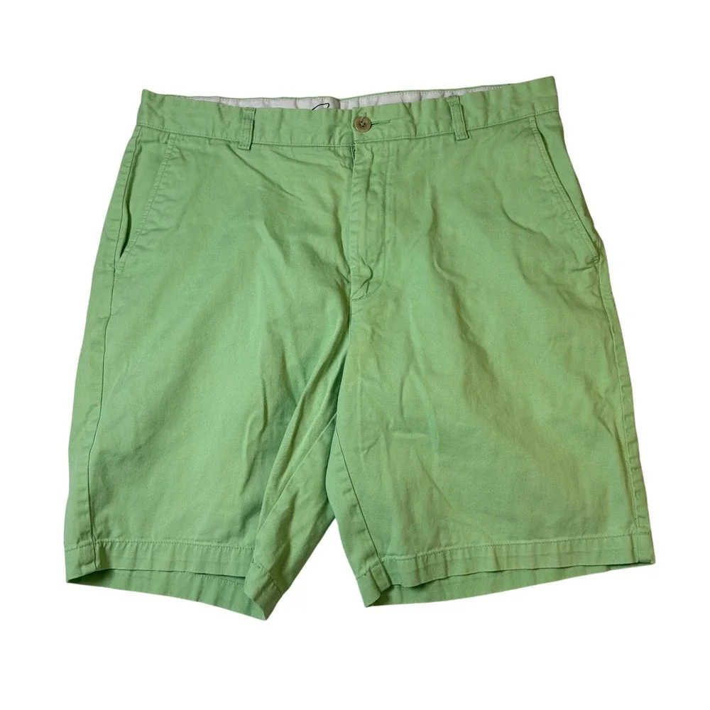 Roundtree & Yorke Mens Relaxed Fit Chino Shorts Light Green 100% Cotton Size 36w
